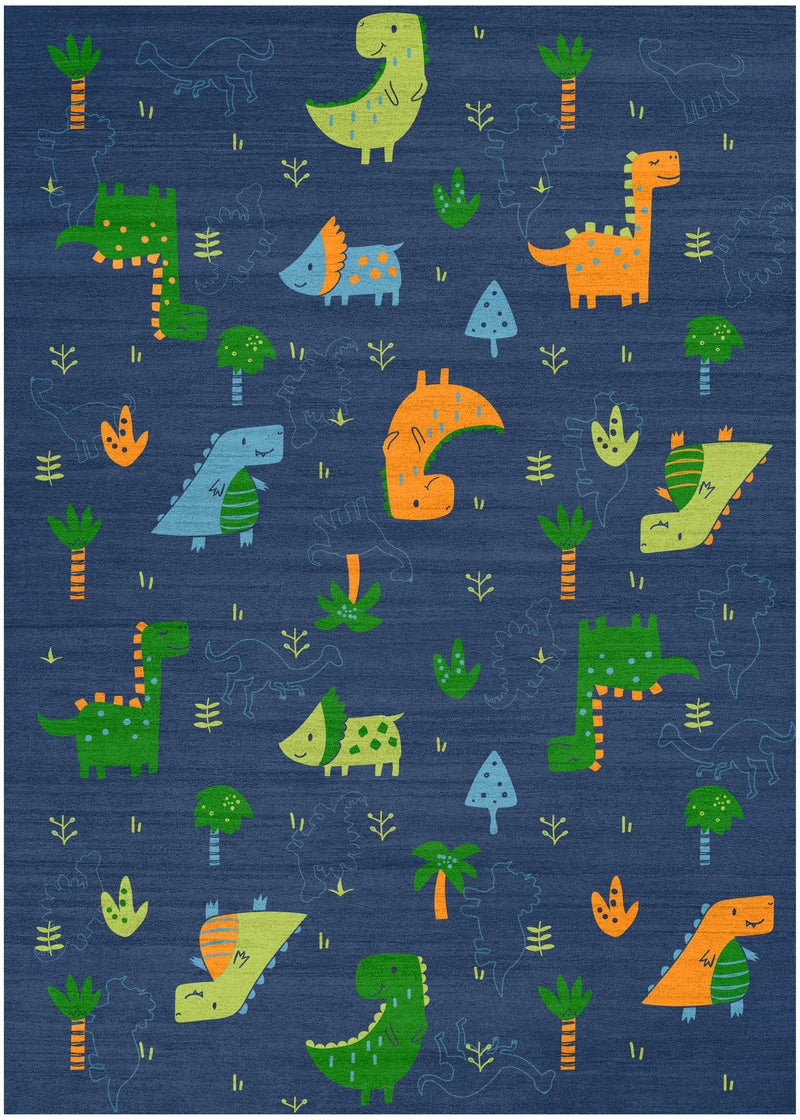 Dinosaurs Navy Multicolour Area Rug