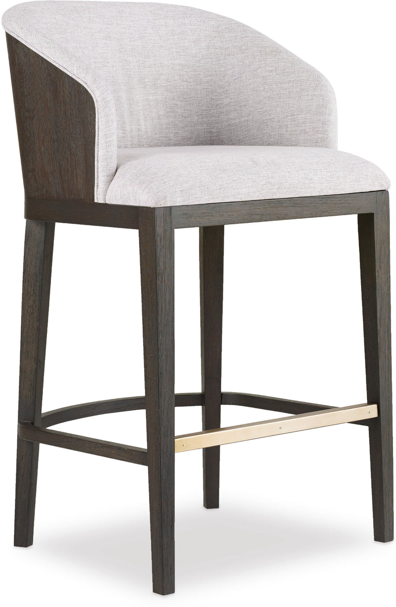 Chanes Upholstered Wood & Brass Bar Stool