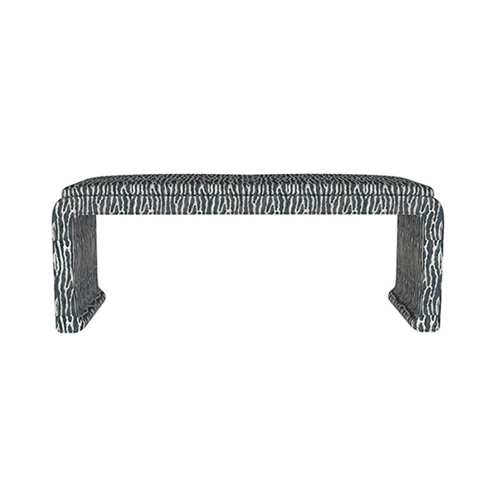 Malia Classic/Modern Large Freeport Navy Custom Upholstered Bench