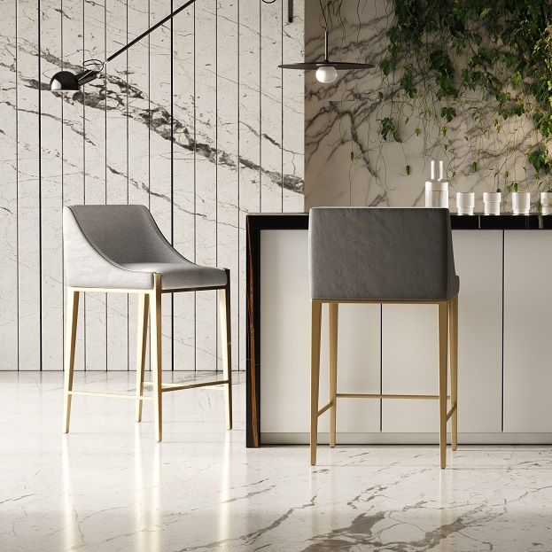 Aarya Grey & Brass Counter Stool