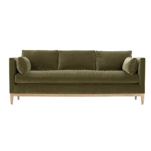 Aura Olive Velvet Cloud Cushion Sofa