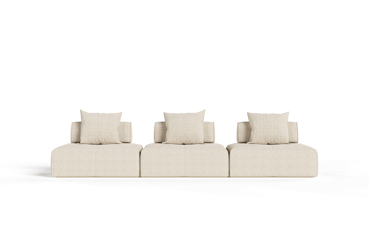 Eliza 3 Piece Modern Modular Beige Sectional Sofa