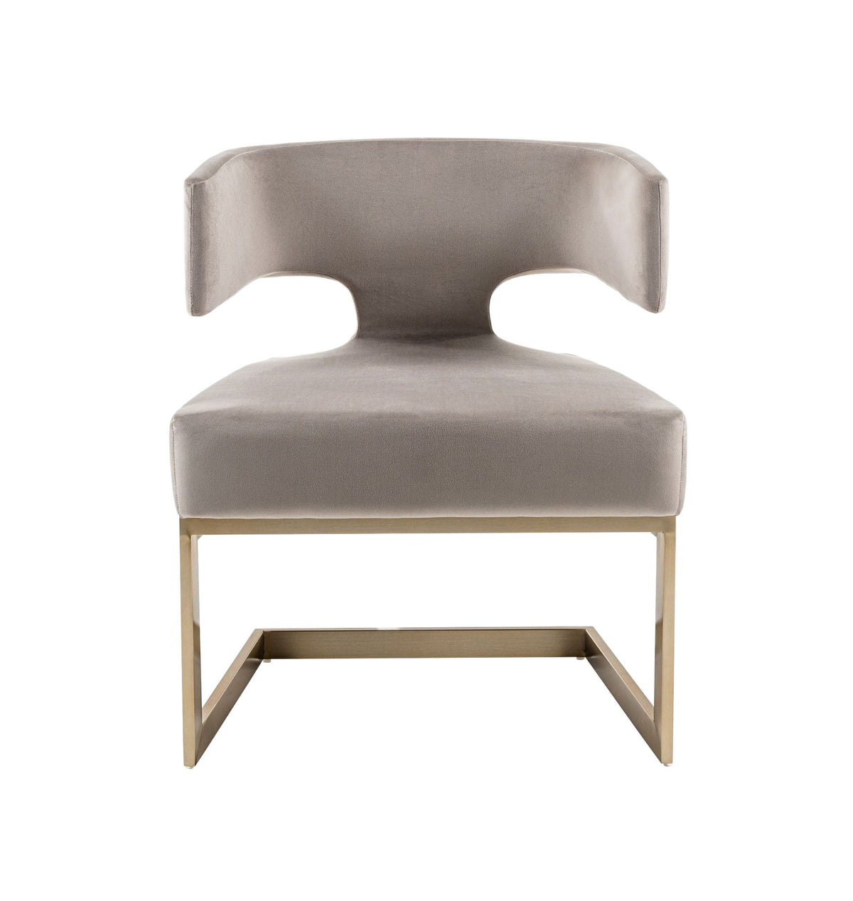 True Modern Off-White Velvet & Brass Dining Chair