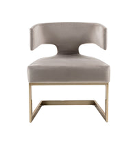 True Modern Off-White Velvet & Brass Dining Chair