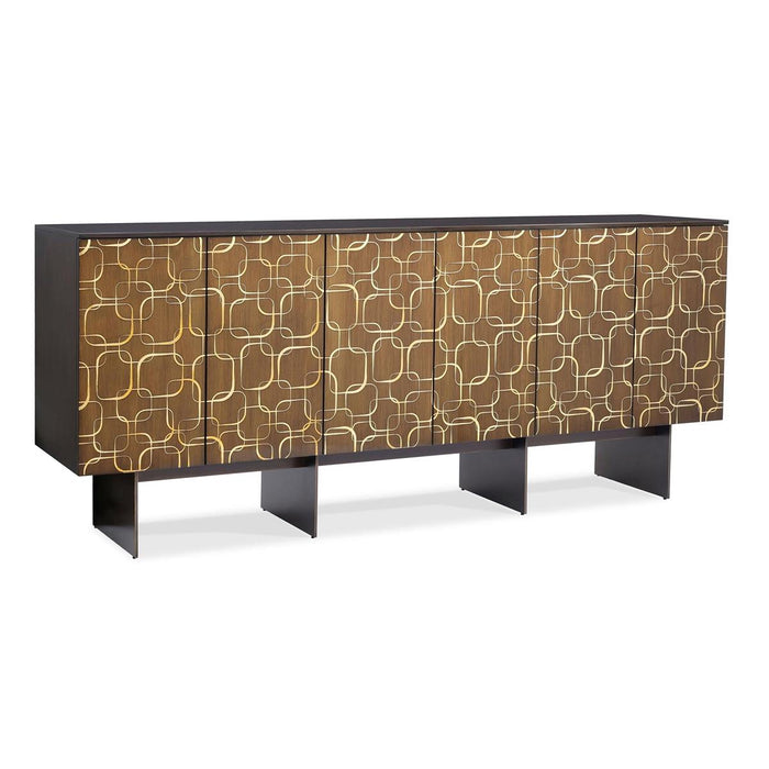 Seasons 87" Six-Door Espresso & Gold Sideboard