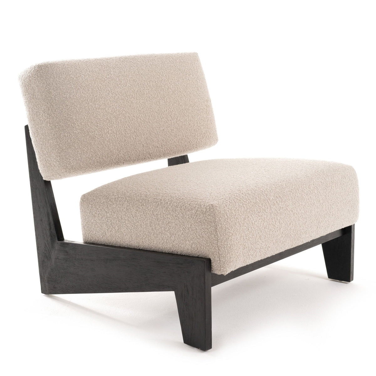 Kenna Modern Light Grey Fabric & Black Walnut Accent Chair