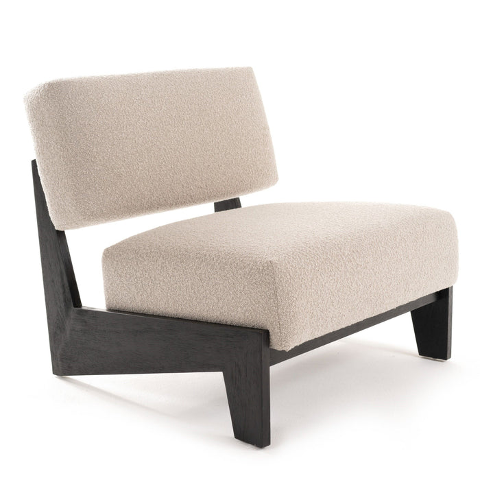 Kenna Modern Light Grey Fabric & Black Walnut Accent Chair