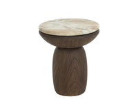 Orula Faux Marble & Brown Oak Concrete Indoor/Outdoor Accent Table