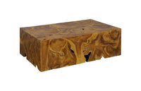 Boma Warm Red Finish Teak Wood Rectangular Coffee Table