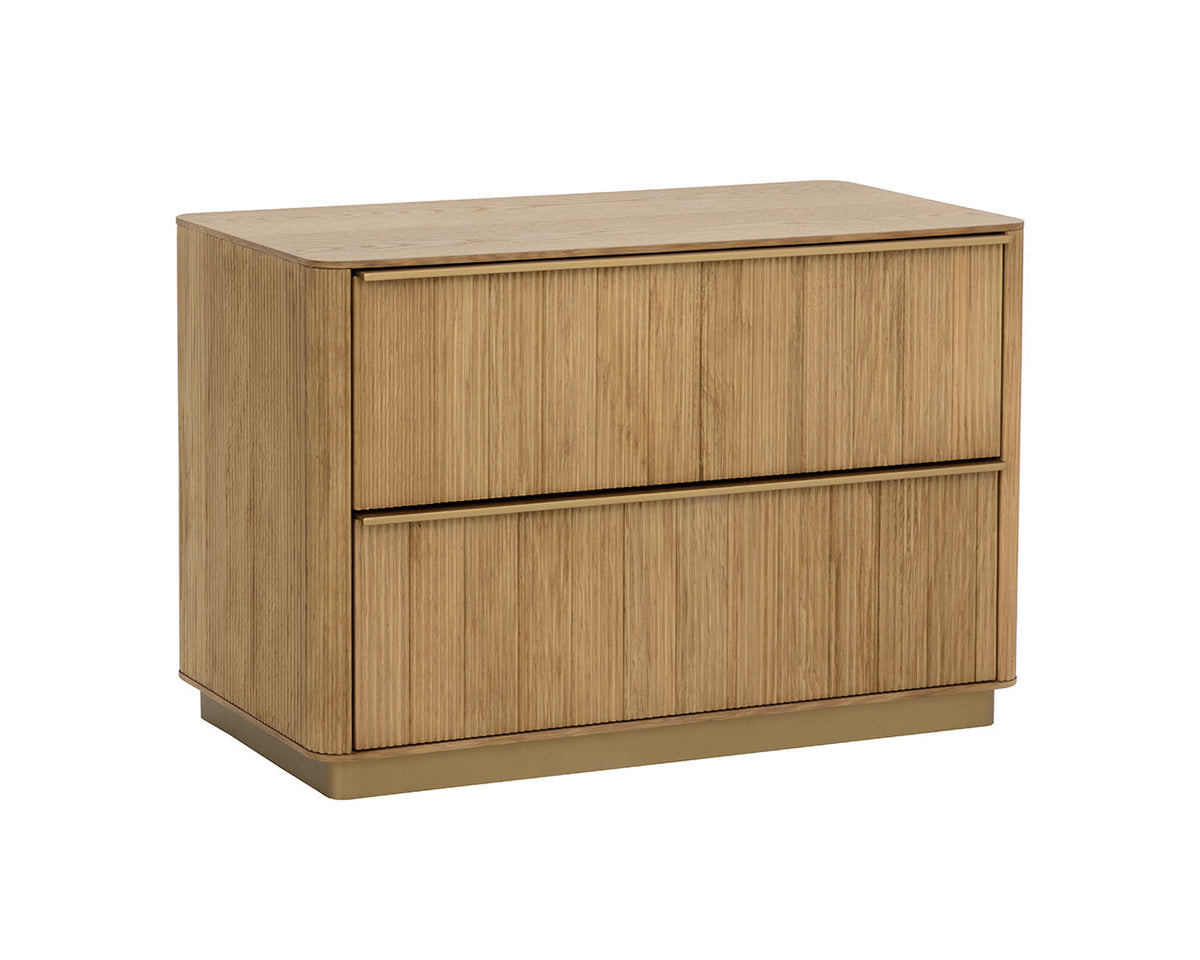 Kalla 36" Large Black Reeded Oak & Brushed Gold Nightstand