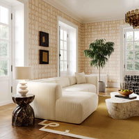 Telav 118" Fluffy Oversized Cream Performance Corduroy Modular LAF Sectional