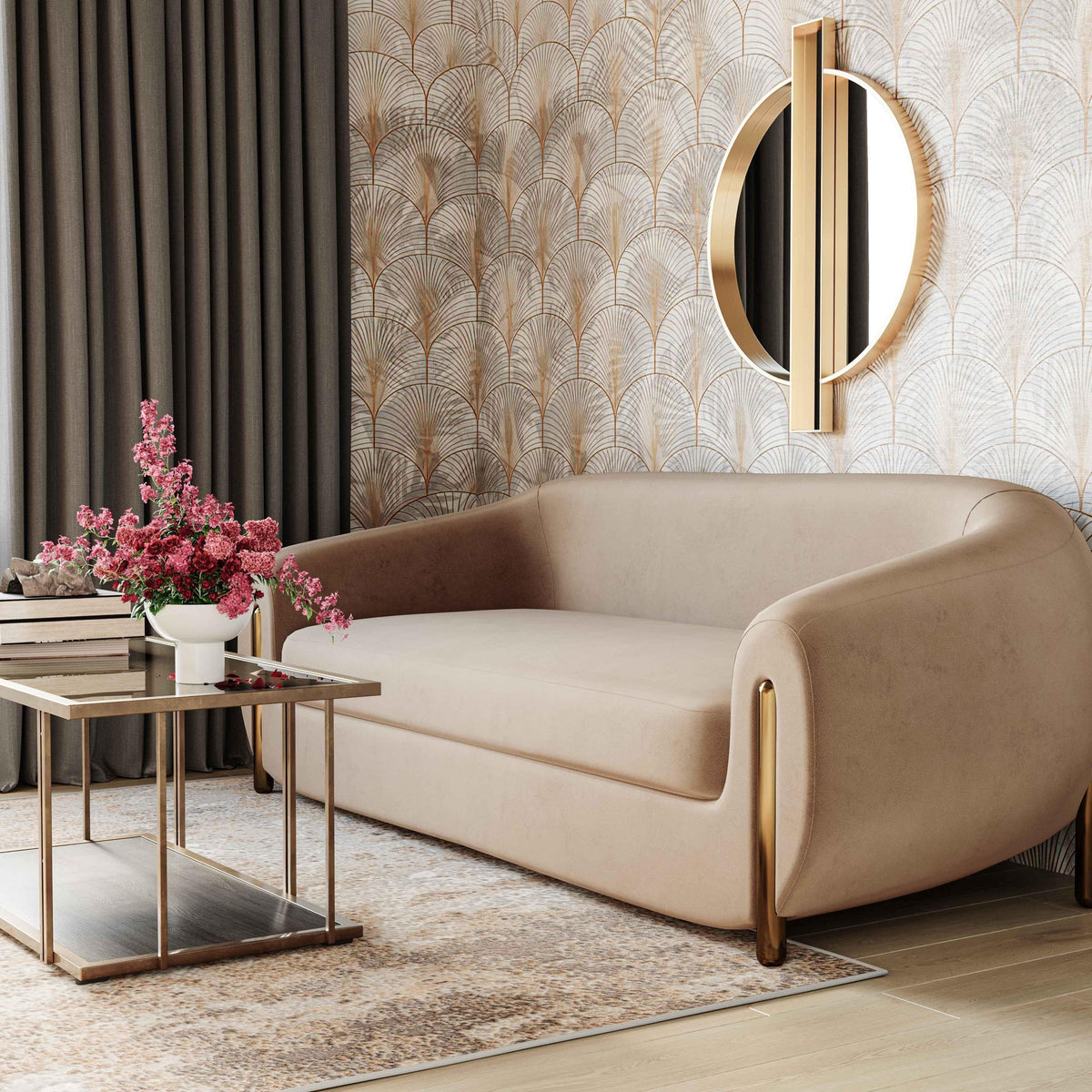 Lina 93" Cafe Au Lait Brown Performance Velvet Sofa