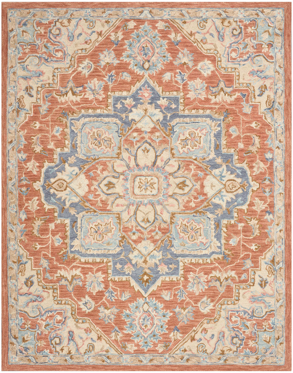Goldie Rust Ivory Wool Persian Style Area Rug