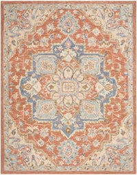 Goldie Rust Ivory Wool Persian Style Area Rug