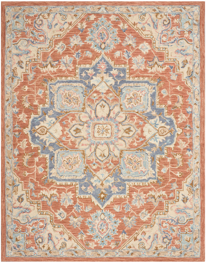 Goldie Rust Ivory Wool Persian Style Area Rug