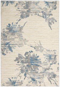 Eloise Abstract Floral Ivory, Grey & Blue Area Rug