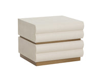 Subira Cream Faux Leather & Wood, Gold Nightstand