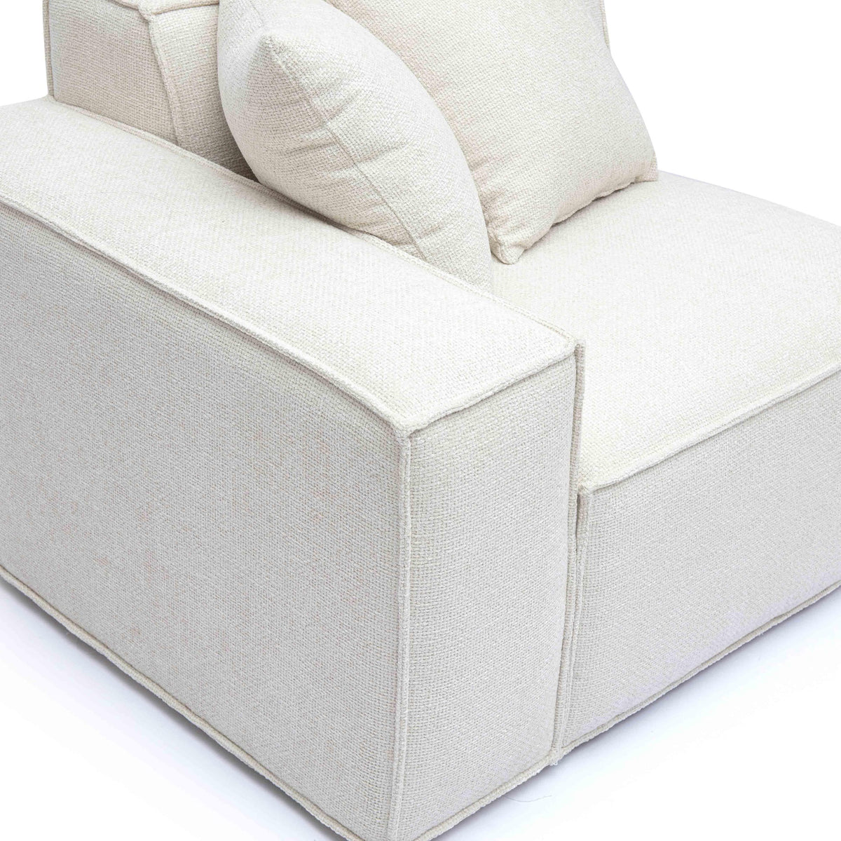 Mindy Cream Performance Chenille Basketweave LAF Corner Chair
