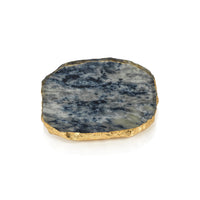 Agate Marble Glass Coaster with Gold Rim - Blue Tone ( Set of 12)