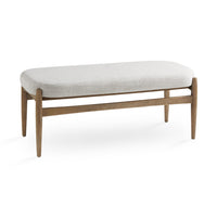 Winslow Grey Linen & Wood Bench