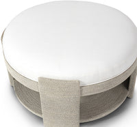 Faye Large Performance White Weave & Sand Ottoman