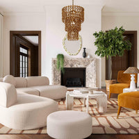 Sofie Beige Performance Linen Ottoman - Luxury Living Collection
