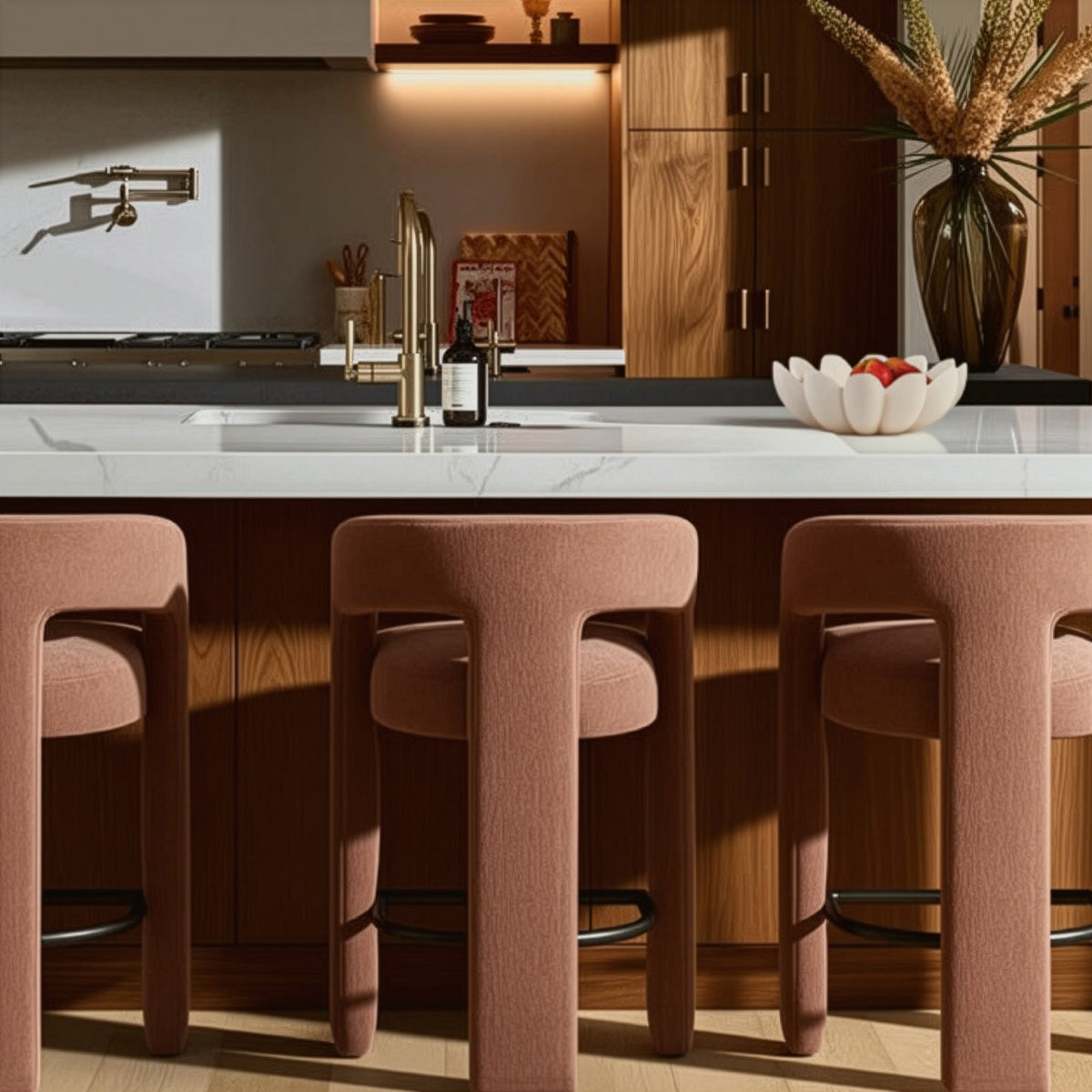 Malone Rust Red Performance Chenille Counter Stool