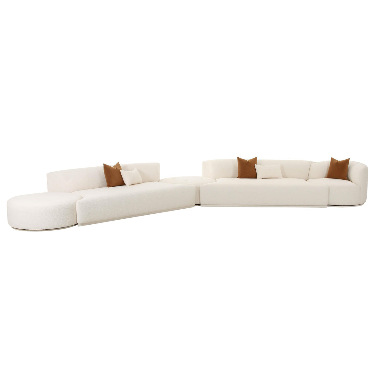 Pablo 204" Plush Cream Boucle 5-Piece Modular Chaise Sectional Sofa