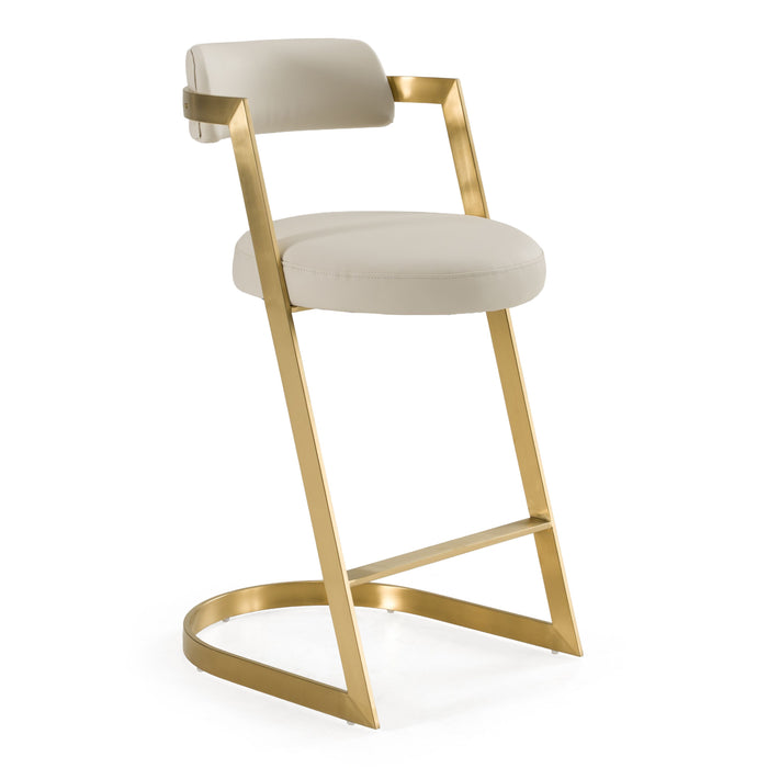 Diana Beige Leatherette & Gold Counter Stool