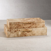 Arabella Burl Wood Veneer Boxes - Set of 2 (2 Sizes Available)