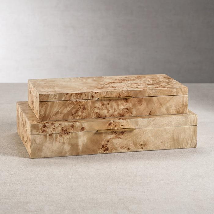 Arabella Burl Wood Veneer Boxes - Set of 2 (2 Sizes Available)