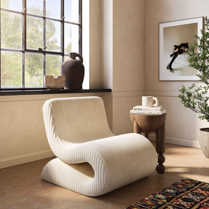 Selene Cream Oversized Performance Corduroy Accent Chair