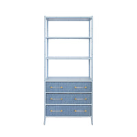 Fiona Light Blue Grasscloth & Gold Etagere