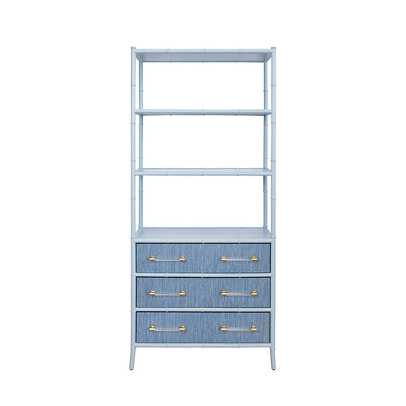 Fiona Light Blue Grasscloth & Gold Etagere