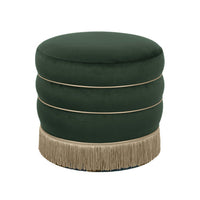 Ettros 17.2" Round Green Performance Velvet Ottoman