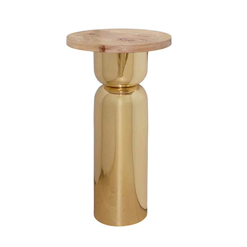 Margaux Brass & Burl Wood Accent Table