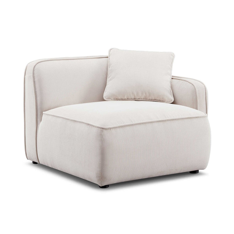 Travie White Sand Performance Corduroy Velvet RAF Corner Chair