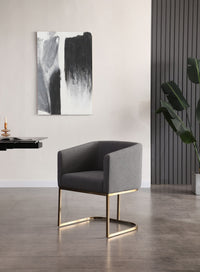 Ren Modern Dark Grey Fabric & Antique Brass Dining Chair