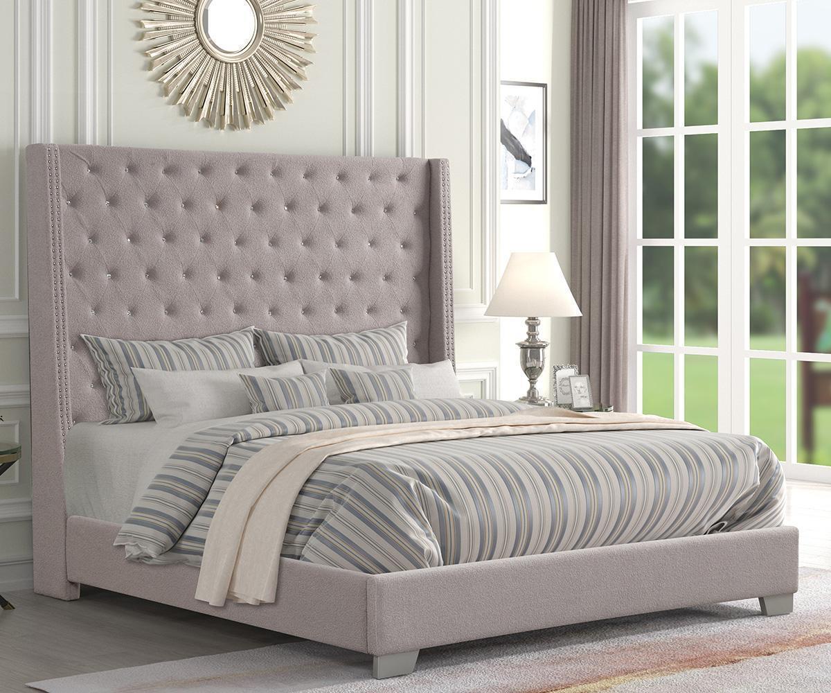 Brynelle Grey Boucle Bed