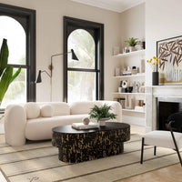 Camille 91.2" Cream Contract-Grade Faux Fur Sofa