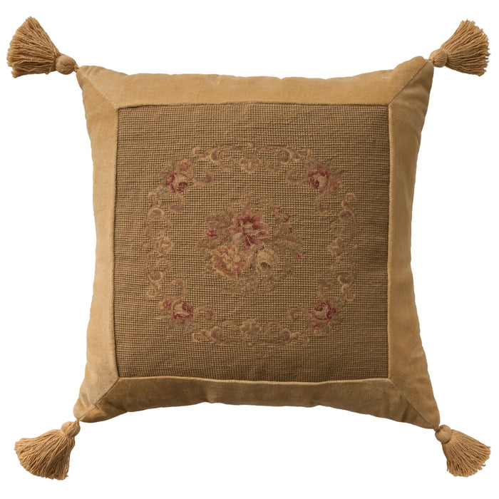 Taylor Vintage Olive Petit Point  18" x 18" Throw Pillow