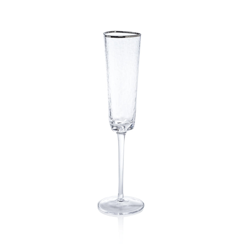 Aperitivo Triangular Champagne Flute with Platinum Rim - Set of 12