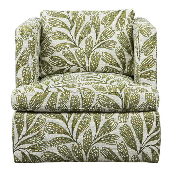 Forest Chenille Green & White Swivel Chair