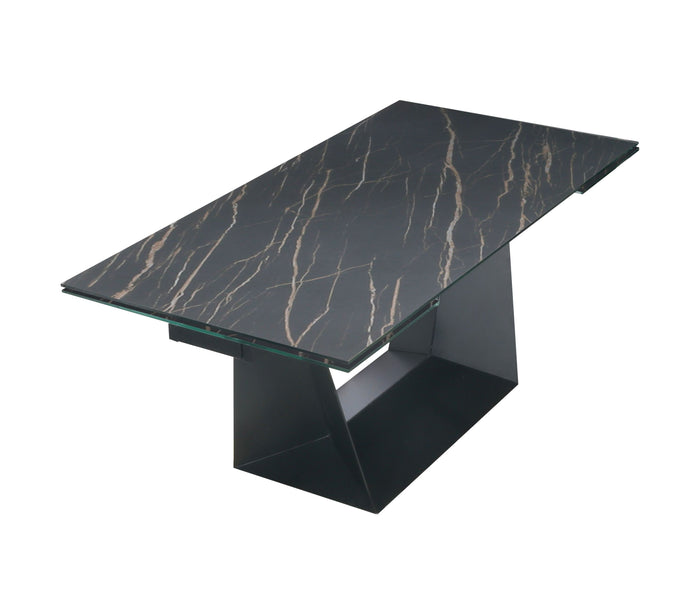 Farrah Ceramic & Black Metal Extendable Dining Table