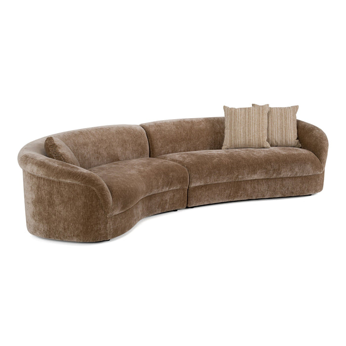 Elsah 131.5" Modern Brown Curved 2 Piece Sectional Sofa