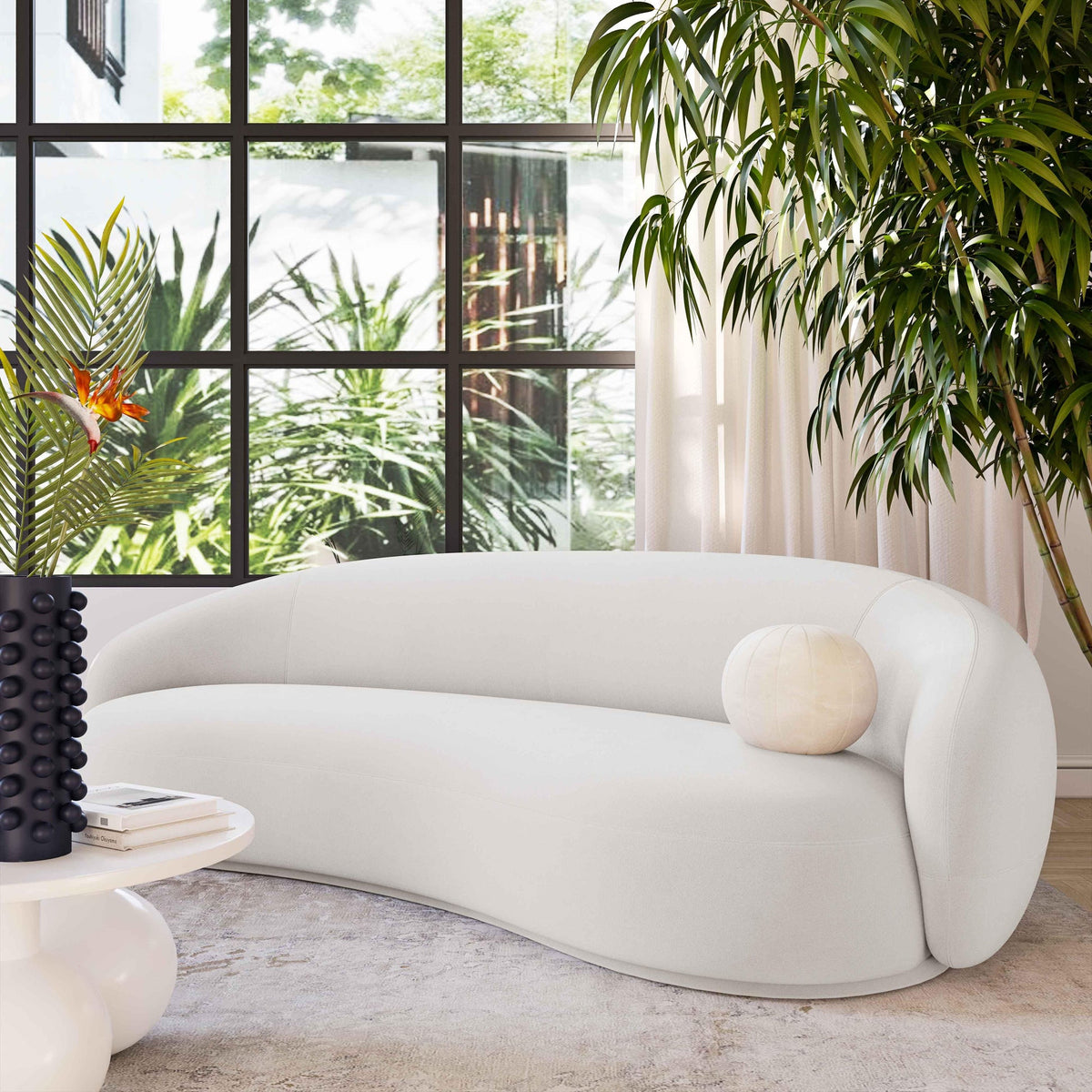 Coty 89.7" Plush Cream Velvet Sofa