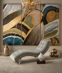Monroe 70" Pale Grey Velvet Chaise with Burnished Silver Frame