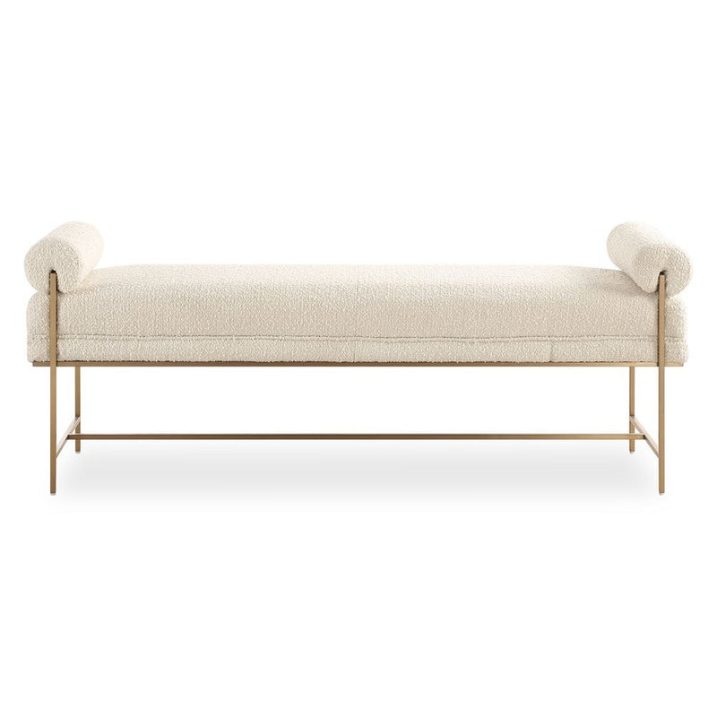 Faith 61" Pearl White Boucle & Gold Bench