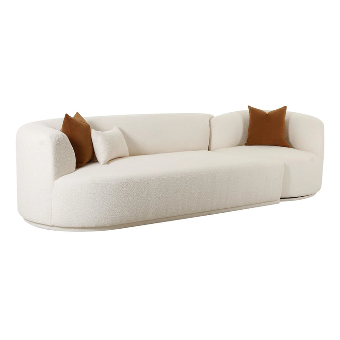 Pablo 111.8" Plush Cream Boucle 2-Piece Modular LAF Sofa