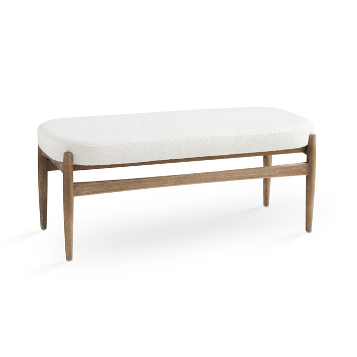 Winslow White Boucle & Wood Bench